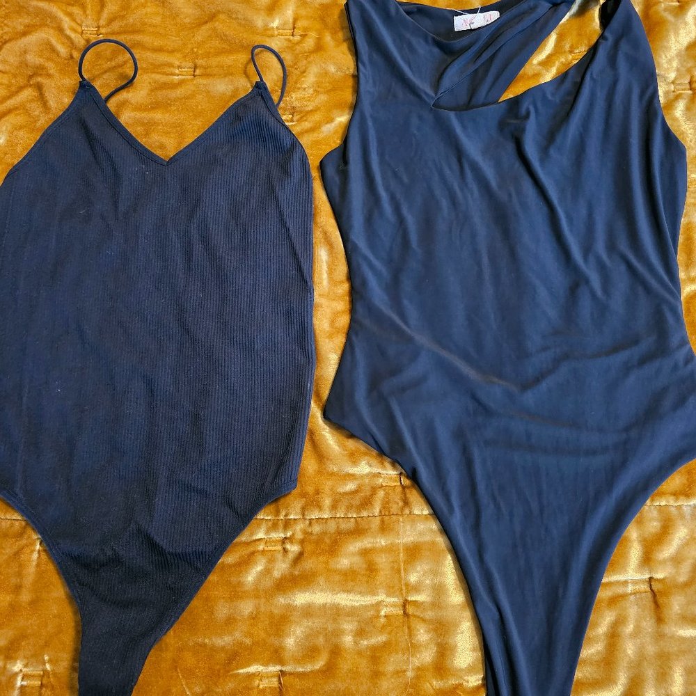Two Black Stretchy Bodysuits